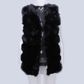 

New Fashion Women Fur Vest Fox Fur Stitching Fur Vest Female Outerwear Coat Winter Warm Vests Women's Jacket Coat Fur Clothes