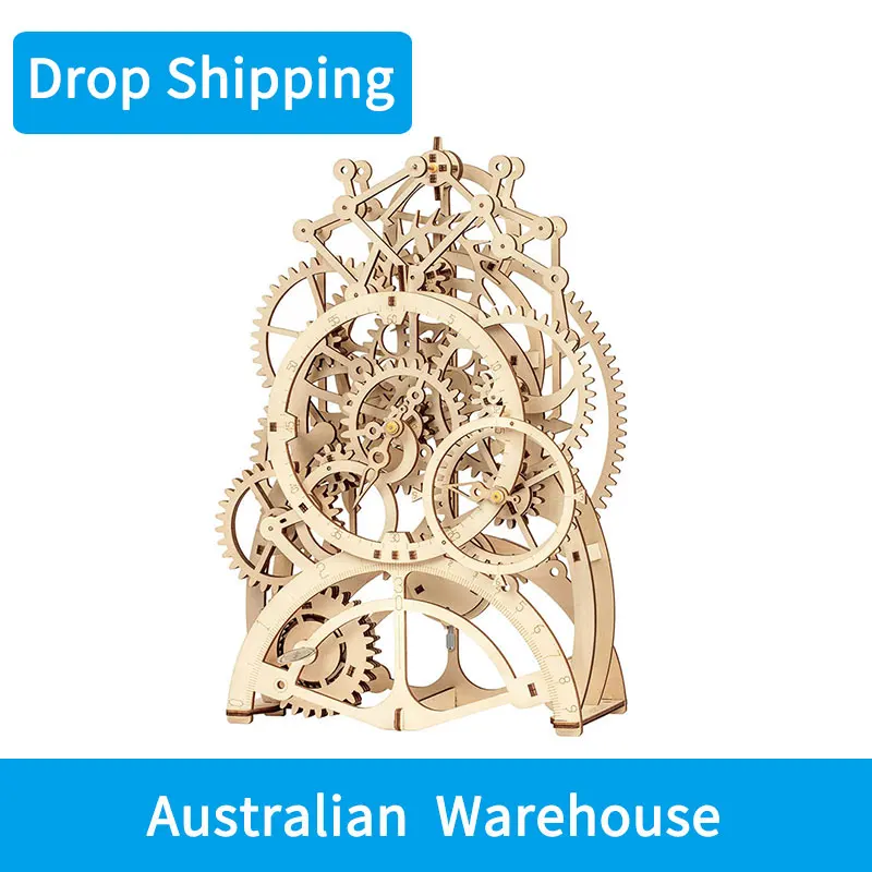 

For Drop Shipping in Australia ROKR DIY 3D Wooden Puzzle Mechanical Pendulum Clock Model Building Kit Toys for Adult LK501
