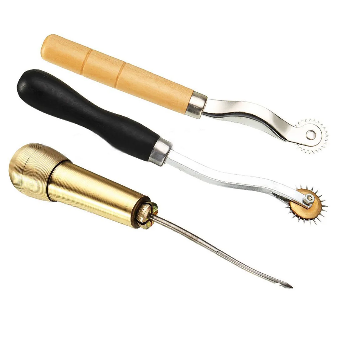JX-LCLYL 48pcs Leather Craft Hand Tool Kit Sewing Stitching Thread Punch Groover Awl Set