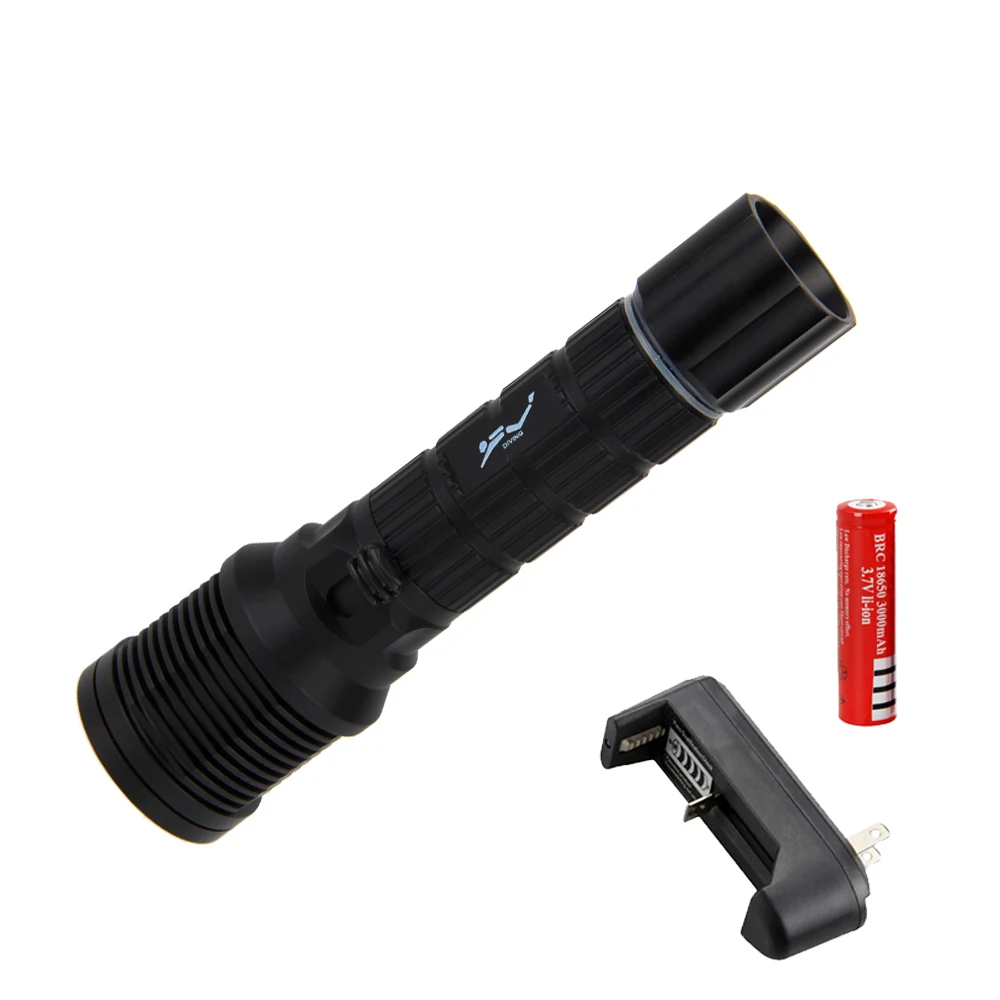 

2000Lm XM-L2 LED Scuba Diving Flashlight Torch Waterproof Light Lantern Led Lamp+3000mAh Battery+Charger