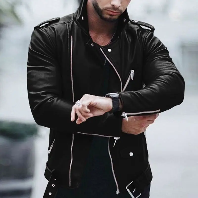 Men's Leather Jacket Streetwear Men's Fashion And Coat Biker Motorcycle PU Coats Jackets Dropshipping