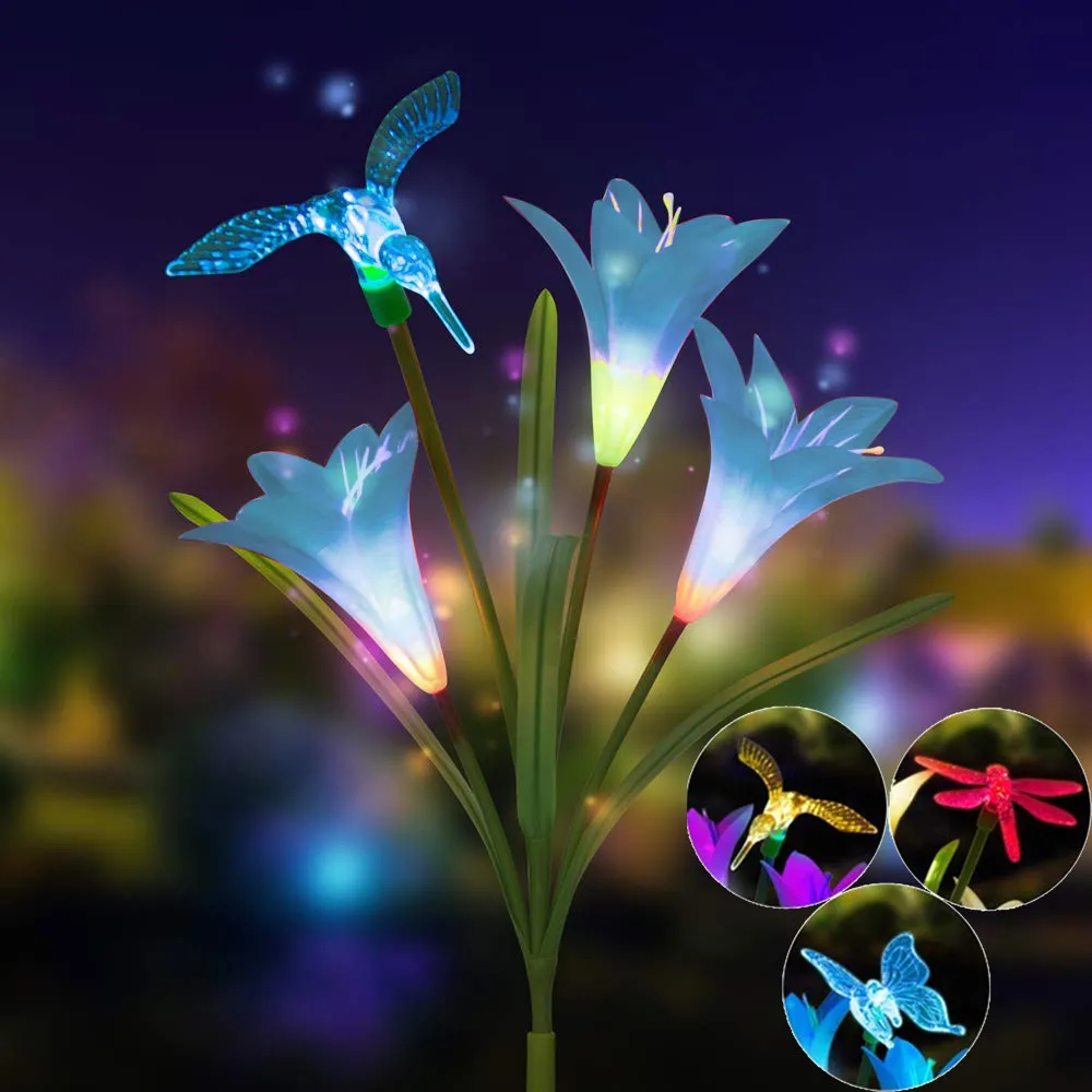 

Lily Flower Solar Powered Garden Stake Light Multi-color Change LED Light