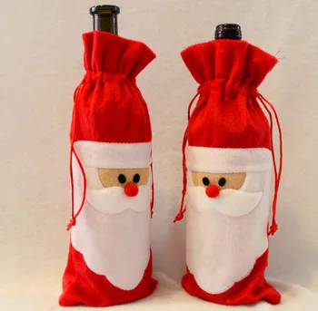 

1pc Creative Red Santa Claus Gift Bags Christmas Red Wine Bottle Cover Dining Table Party XMAS Gift Decoration Supplies