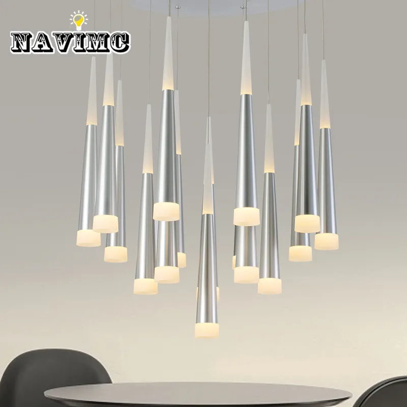 

Modern Aluminum Alloy Cone LED pendant light Decoration Art Stair Lighting Fixtures