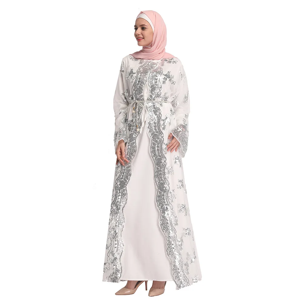 Абайя кимоно дубай, турция, бангладеш исламская одежда черный белый бежевый кафтан арабский кардиган кружева макси мусульманское платье кафтан халат