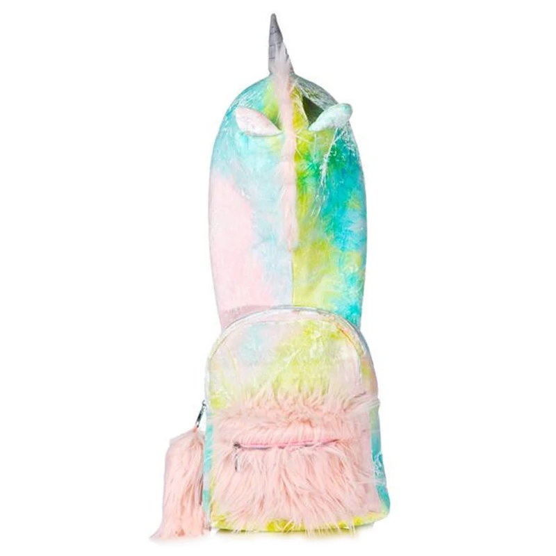 

Unicorn Animal Plush Backpacks Cute Cartoon Girls Colorful Baby Tie-dyed Unicorn Hooded Backpack Diaper Bag Baby Care Mummy Bag