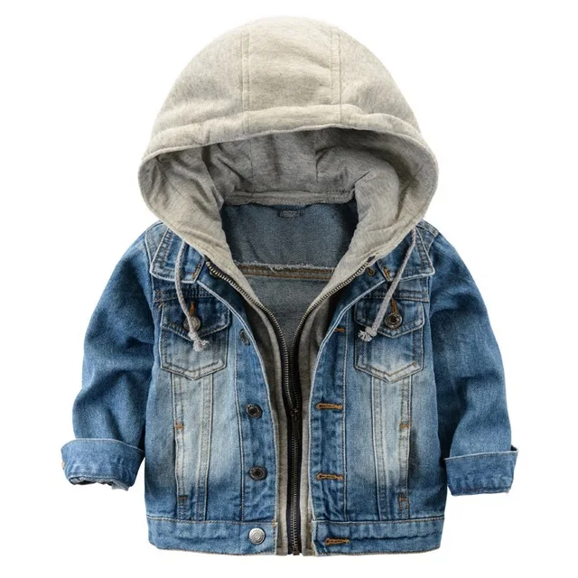 Модная джинсовая верхняя одежда для маленьких мальчиков модные пальто куртки для детей куртка для мальчиков и девочек демисезонные куртки с капюшоном одежда для детей - Цвет: as the picture