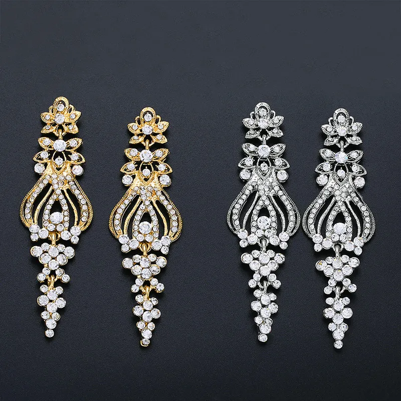 OCESRIO корейский кристалл большие серьги для невесты длинные женские серебряные свадебные Висячие серьги для женщин аксессуары kolczyki slubne ers-n75
