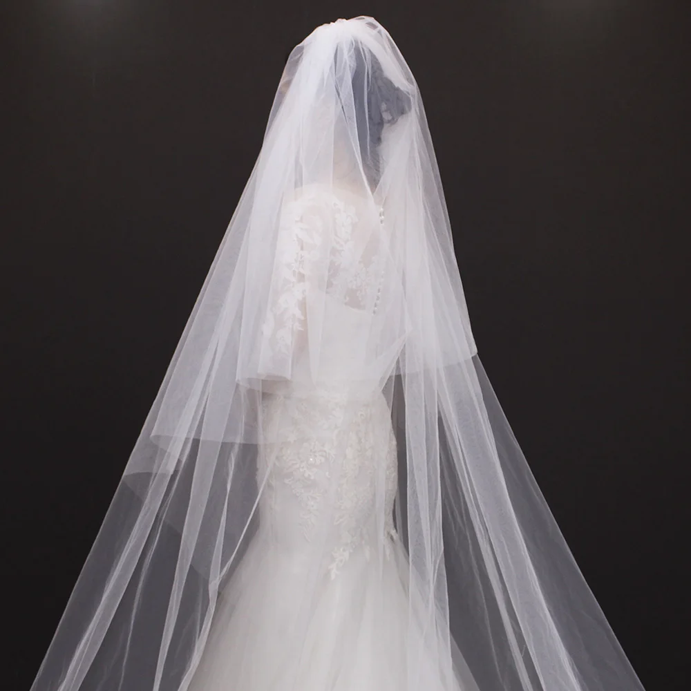 Velos de novia 3 метра 2T белые и цвета слоновой кости блёстки сверкающие кружева край