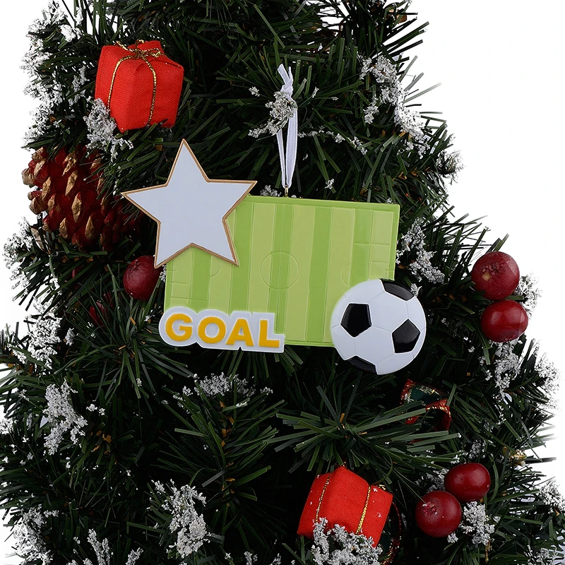Football Field Goal Personalized Polyresin Christmas Ornaments as Handcraft Souvenir for player or fans gift or home decor