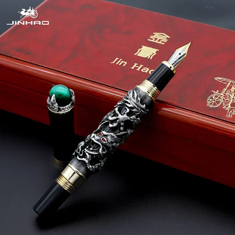 Jinhao Дракон авторучка высокое качество Pluma Stylo Plume Caneta Tinteiro Pluma FuenteTitanium Dolma Kalem советы Коллекция подарков