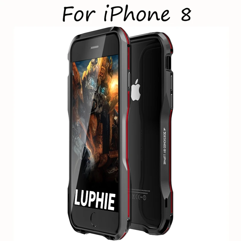 LUPHIE Brand Luxury Metal Frame Ultra Thin Slim Hoesje for iPhone 8 Case Cover Mobile Phone Aluminum Bumper Gold Rose for Men