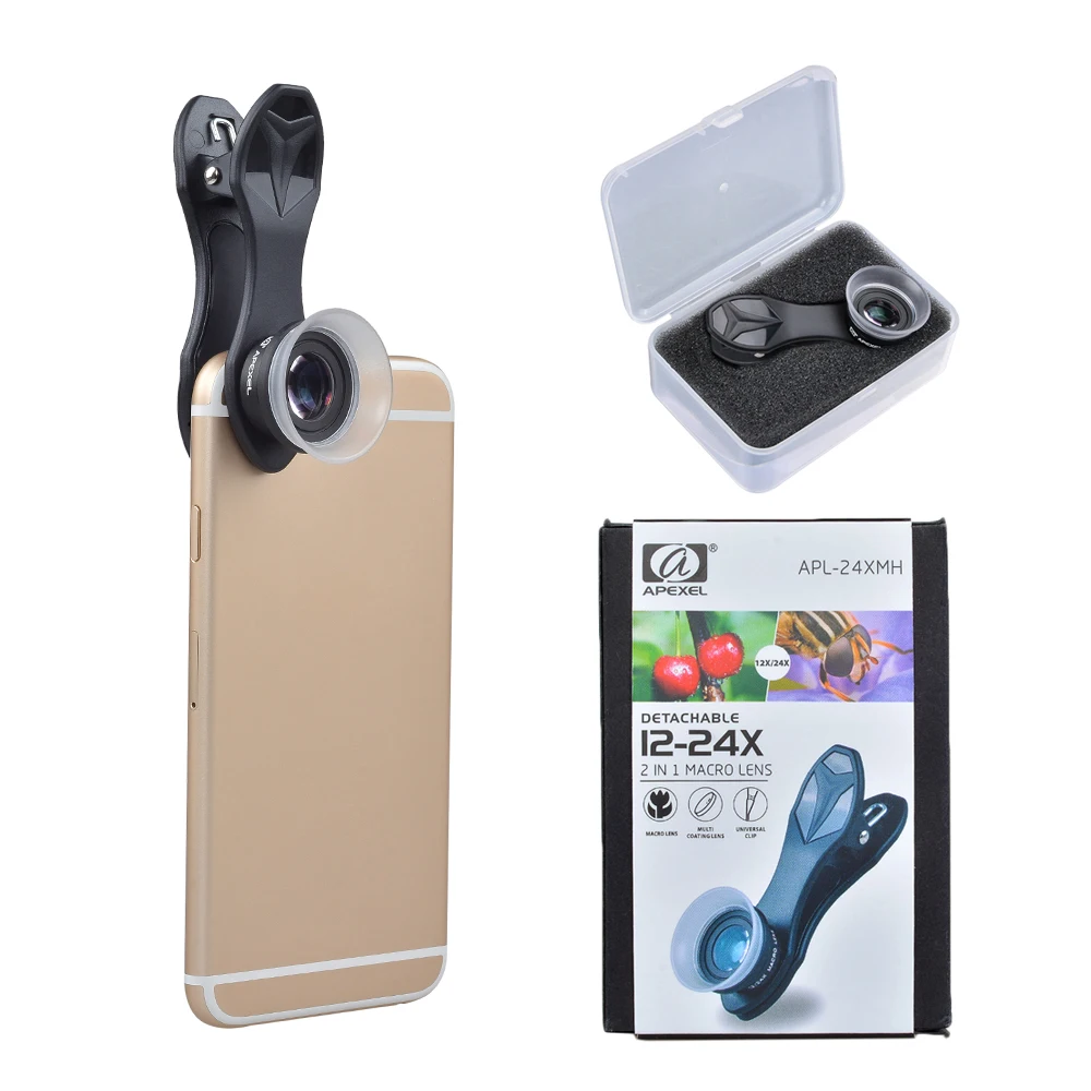 

Apexel mobile phone lens Super Macro 12X 24X camera Lenses for iPhone 6/7/8 X XS /XR/Xsmax/ Xiaomi /Samsung /Huawei/Phone lens