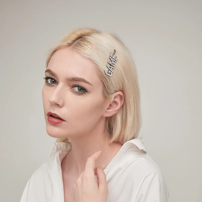 Unique Hair Accessories Words Barrette Hairclips blingbling Letters