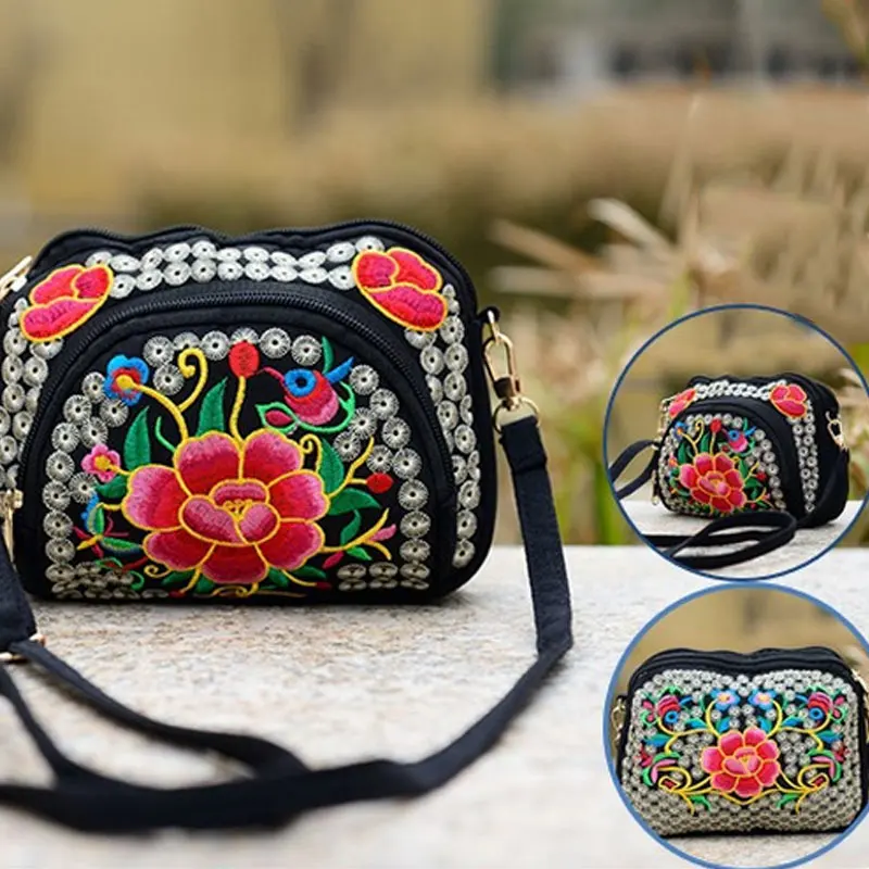 

2017 New Women National Style Flower Embroidery Canvas Shoulder Bag Messenger Bag China Trend FC55