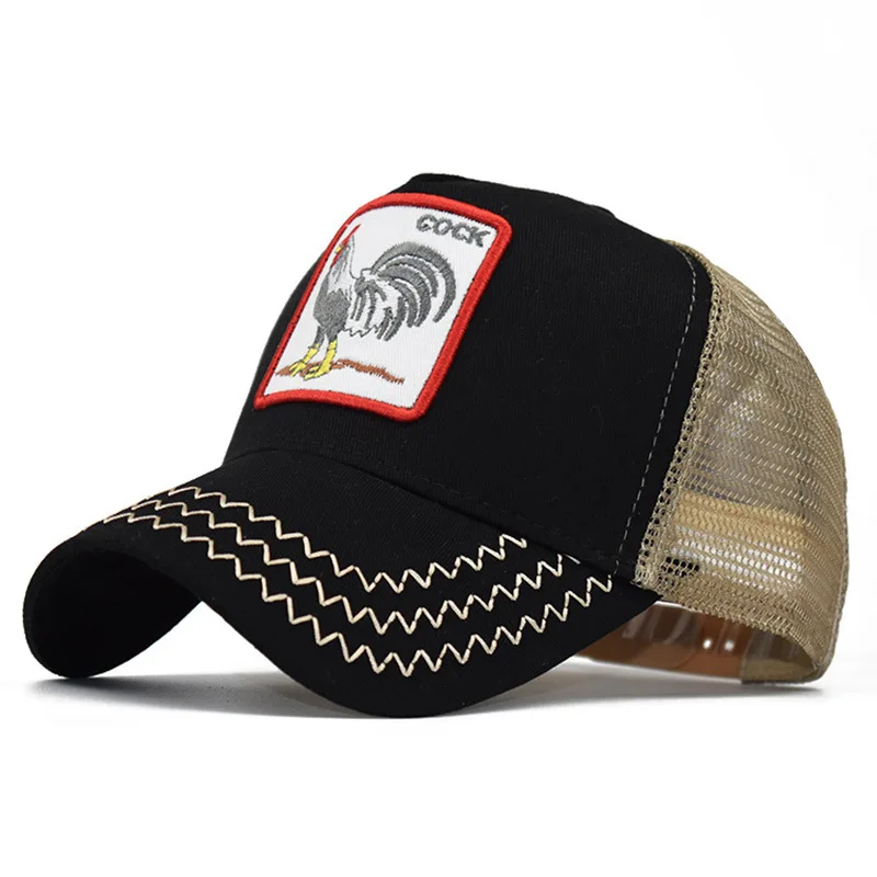 

2019 new embroidery animal cap Baseball Caps men Breathable Mesh Snapback caps Men Women Snapback Hip Hop Hat