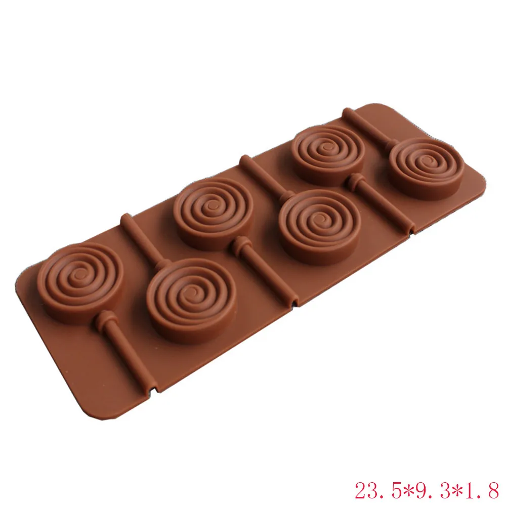 

hot silicone mold 6 lattice love lollipop chocolate mold DIY cake decoration mold with plastic rod Christmas decoration 2020