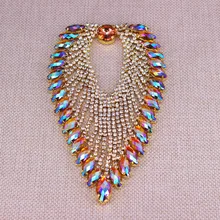 14,3X8 см AB Кристалл Сердце кисточкой горный хрусталь аппликация шитье свадебное платье декоративные ручной работы золото свадебное ювелирное изделие