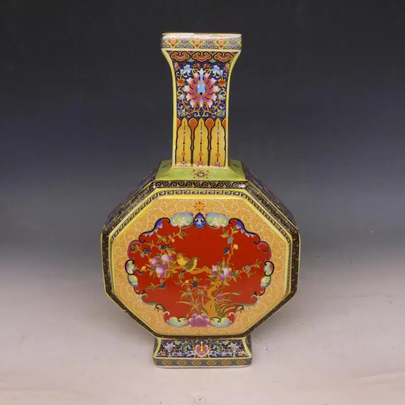 Jingdezhen Antique Enamel Vase Big Belly Vases Flowers And Birds