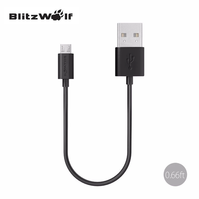 BlitzWolf Mini Cute Double Sided USB Cables 0.2m 2.1A Quick Micro USB Cable Charge Data Sync Cable For Samsung For Xiaomi