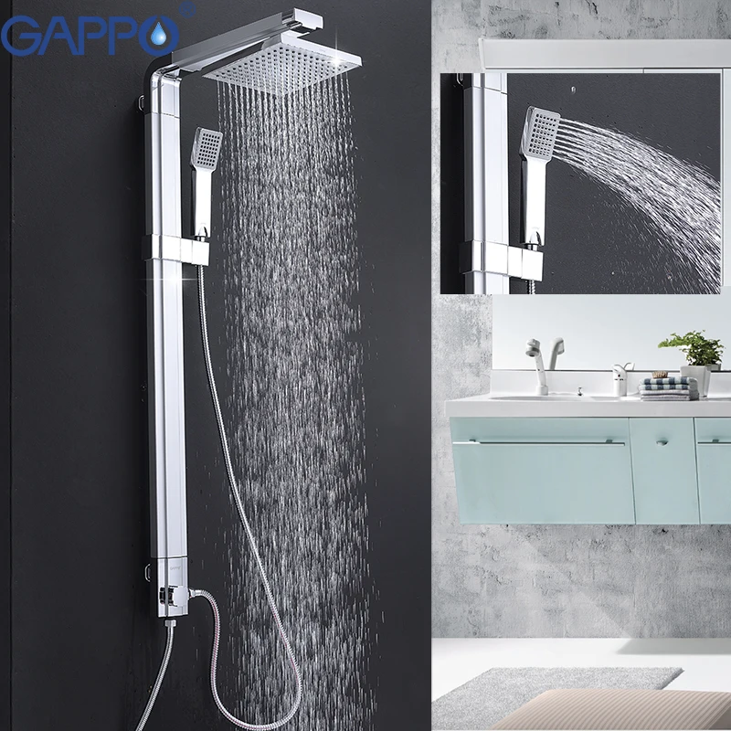 US $79.66 GAPPO Bathroom Shower System Set Bath Shower Tap Wall Mounted Faucet Mixer Wall Shower Set Waterfall ABS Panel Massage GA2401
