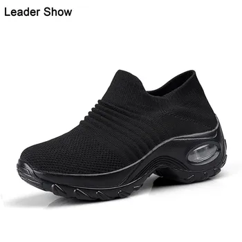 

Women's Sneakers 2019 Hot Sale Platform Walking Shoes For Woman Sport Shoes Slip-On Lady Loafers Air Sole Wedge Nursing Shoes
