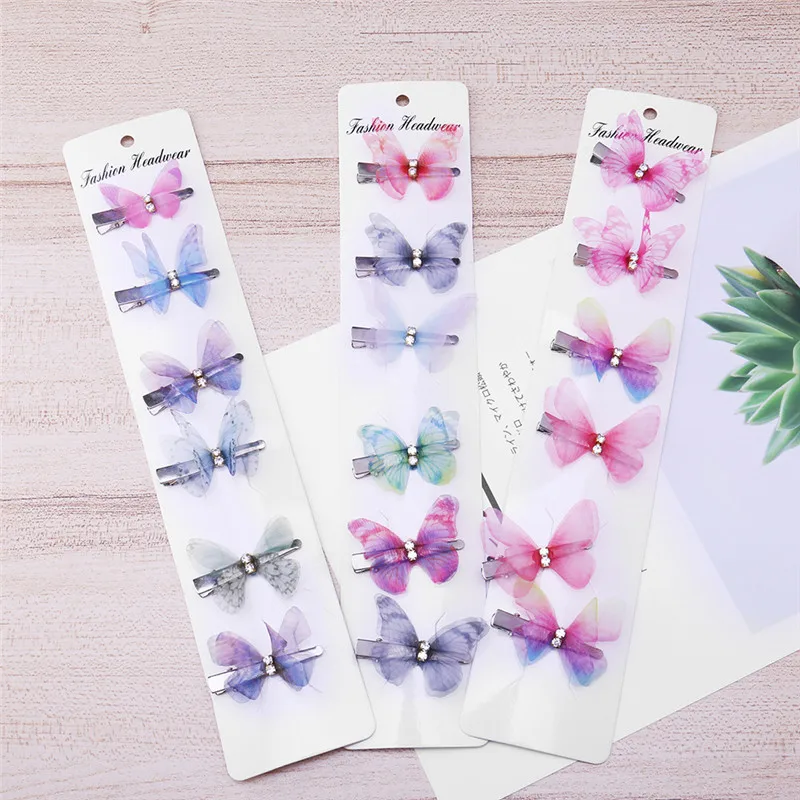 

6 pieces / 1 set of butterfly hairpin combination sweet lady girl hairpin word clip side clip gift hair accessories headdress