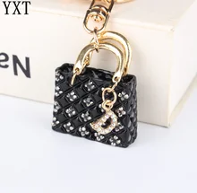 Lovely Black Handbag Pendant Charm Rhinestone Crystal Purse Bag Keyring Key Chain Accessories Wedding Party Lover Gift