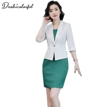 Женская одежда, женские костюмы, платье, комплект из 2 предметов, элегантный женский пиджак, летняя рабочая одежда, платья с коротким рукавом, Femme