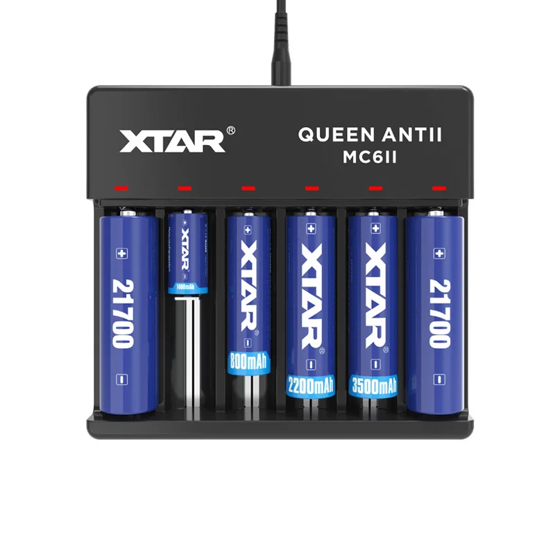 

XTAR QUEEN ANTII MC6II MC6 II 6 Slots Battery Charger for 3.6v/3.7V Li-ion /IMR/INR/ICR 18650 26650 22650 10400 14500 14650