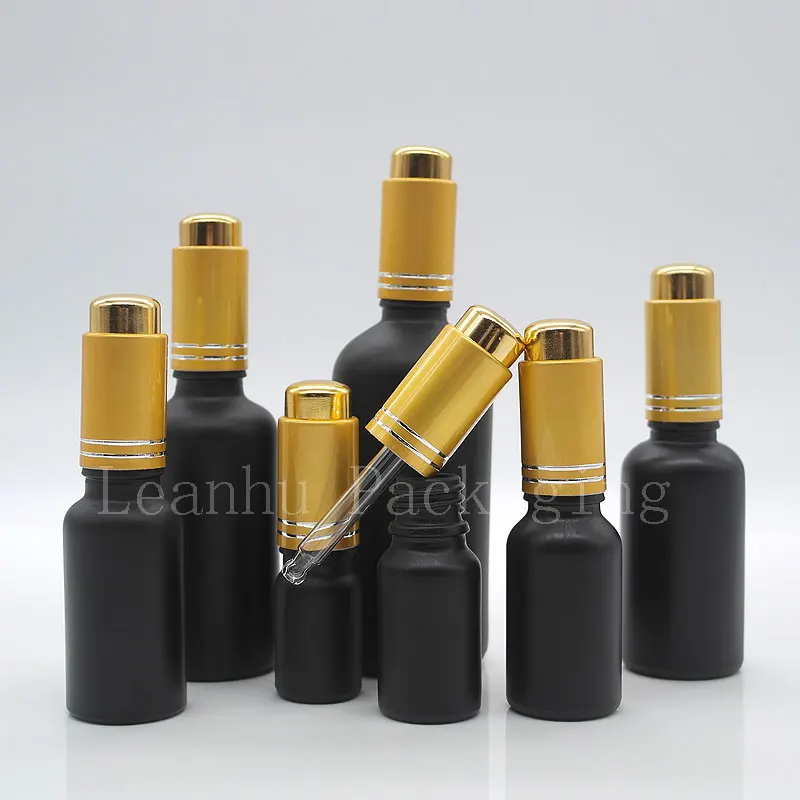 5ml 10ml 15ml 20ml 30ml 50ml 100ml black glass bottle with press dropper (3)