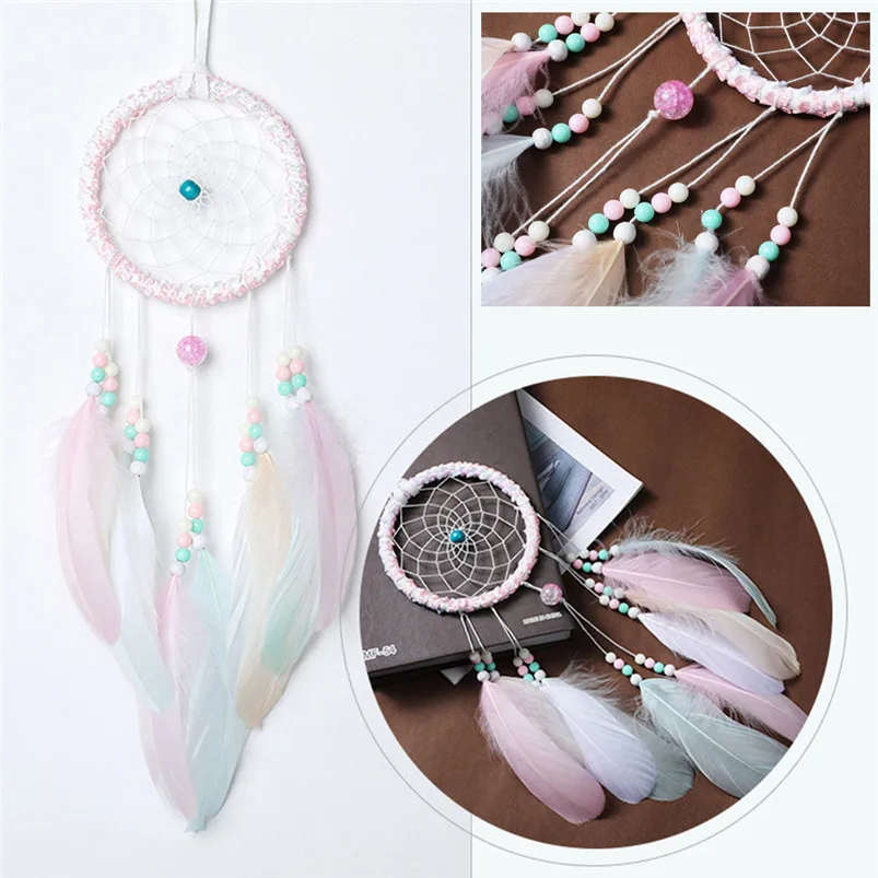 Dream Catcher Dreamcatcher Feathers Night Light Girl Room Bell Bedroom Romantic Hanging Decoration Home Decor 35JY2401