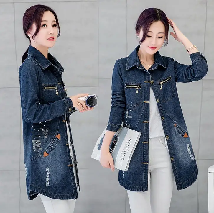 new long Women jacket Coat Denim Woman 