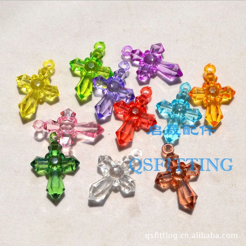 

supply DIY fashion jewelry Charms,Pendant Accessory,Acrylic Charm,30MM Acrylic Classic Cross,mix color