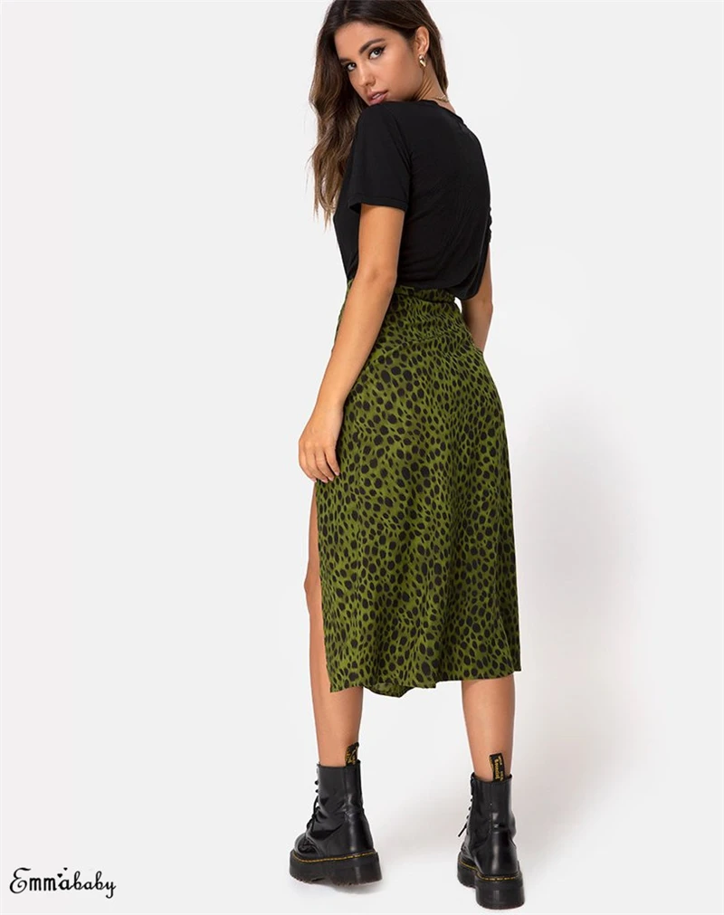 

2019 New Fashion Women Leopard High Split Dress Ladies Summer Party Evening Backless Dress