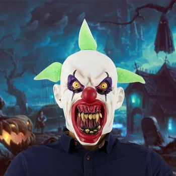 

Deluxe Horrible Scary Clown Mask Adult Men Latex Green Hair Halloween Clown Evil Killer Demon Clown Mask Halloween Clown Masks