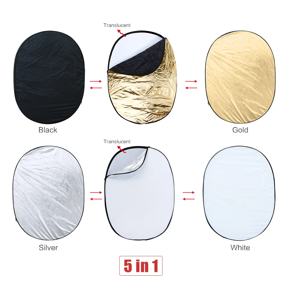Andoer 35"* 47" / 90* 120cm Oval 5 in 1 Multi Portable Collapsible Studio Photo Photography Light Reflector