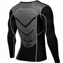 Новая компрессия мышц для мужчин фитнес облегающая футболка с длинными рукавами ММА Рашгард Фитнес Базовый слой Тяжелая атлетика одежда Рашгард
