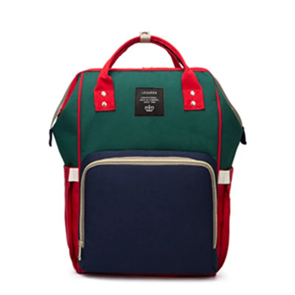 Модная сумка для подгузников для мам, брендовая Большая вместительная детская сумка, рюкзак для путешествий, дизайнерская сумка для подгузников для ухода за ребенком - Цвет: Red Green