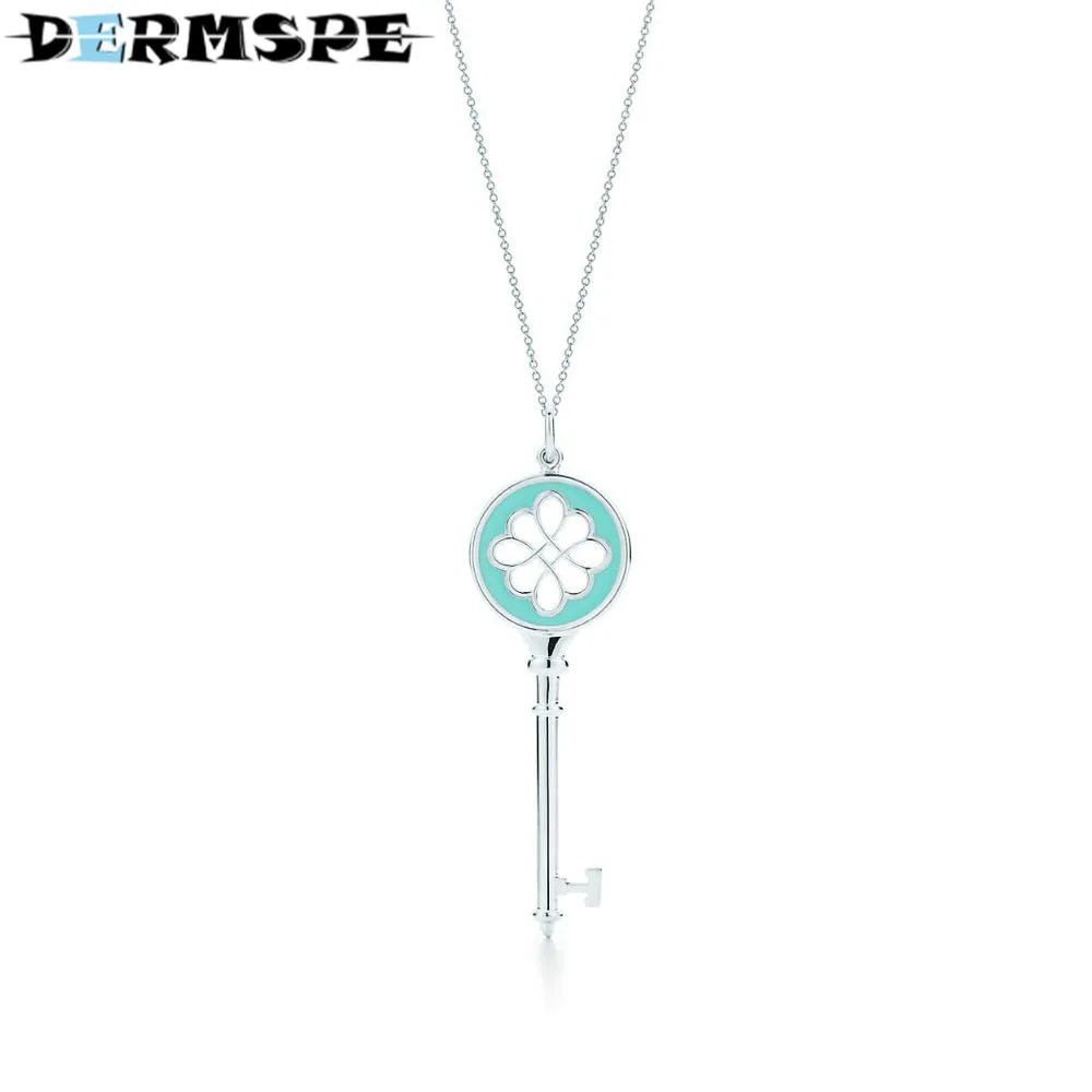 

925 Sterling Silver Chinese Knot Key Shape Pendant Charming Necklace Girls Birthday Gifts Jewelry Wholesale Necklace Women