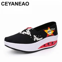 Ceyaneao Для женщин обувь модные уличные Повседневное платформы Для женщин вулканическая обувь женская парусиновая обувь женщина черный