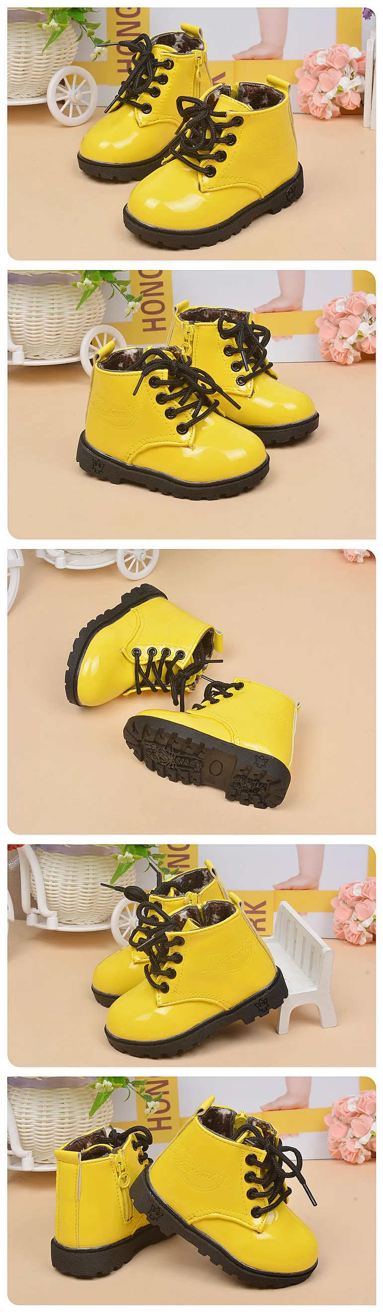 Новинка; зимняя детская обувь для маленьких мальчиков и девочек; Зимние полусапожки; зимняя теплая обувь; нескользящая и водонепроницаемая обувь; 16893