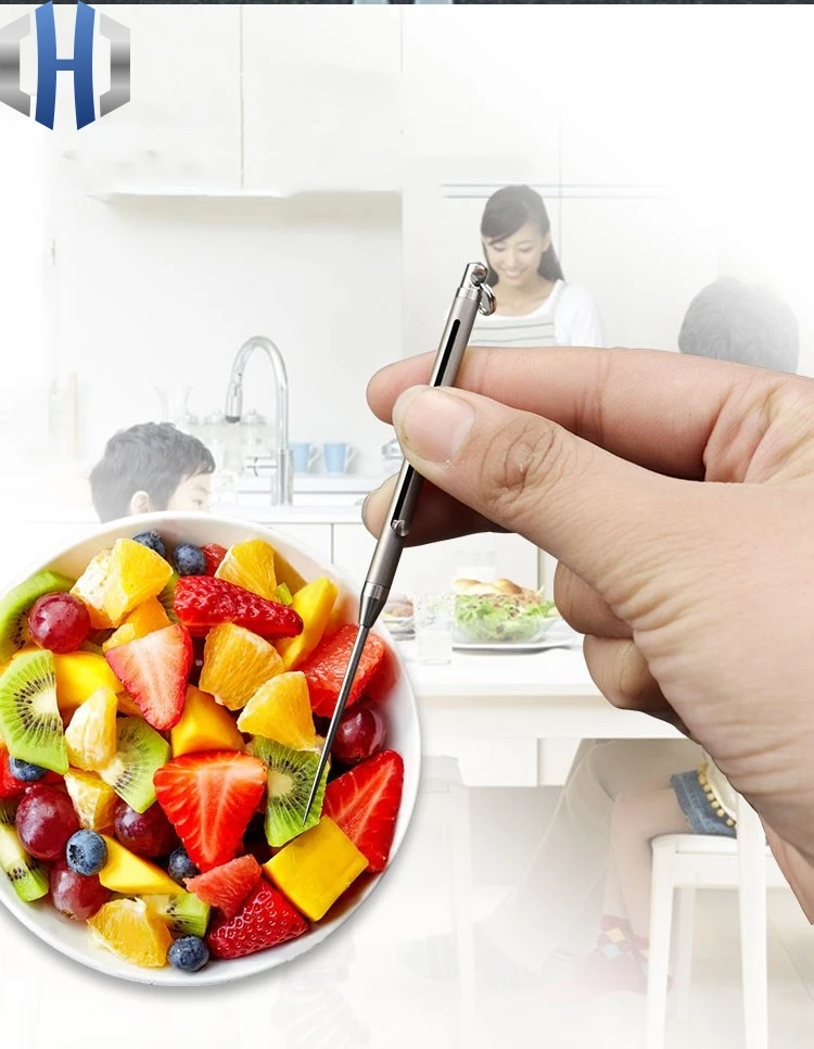  Titanium Alloy Push-pull Spring Design Toothpick Holder With Toothpick Holder Ultra Light Portable 