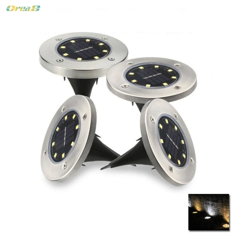 

4pcs/lot 4 Led / 8 Led Warm White Garden Led Solar Underground Lights For Outdoor Landscape Lighting