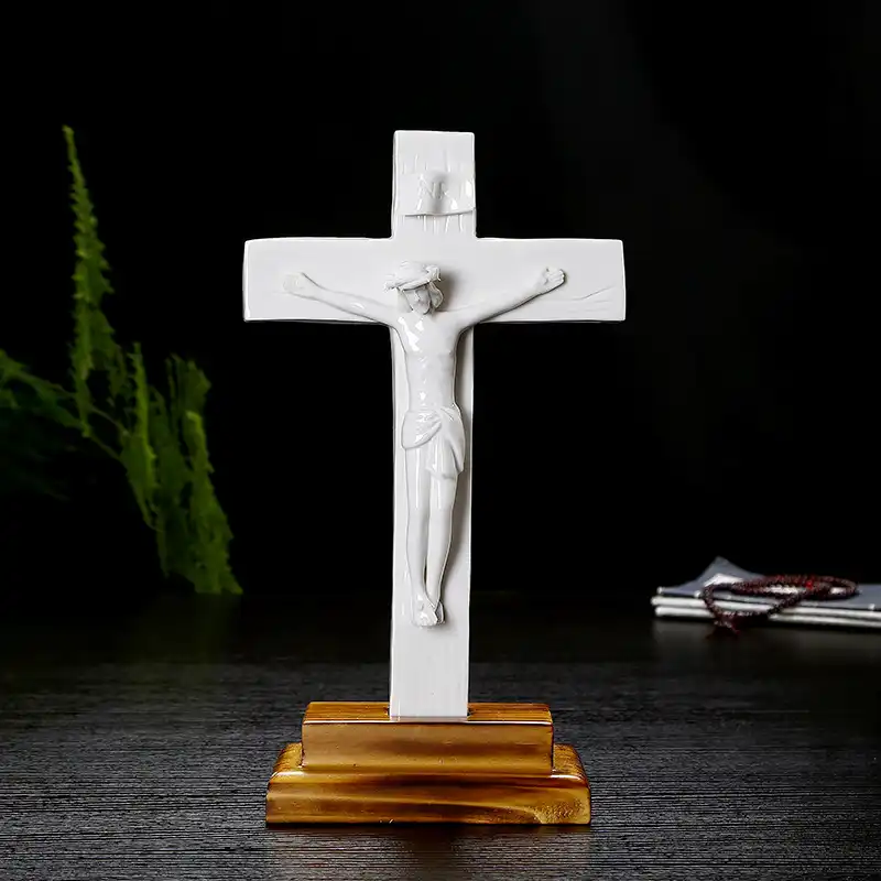 Catholic Holy Crucifix Christian Jesus Ceramic Ornaments Gift Bible Home Decor Jesu Cross Exquisite Lamb Of God Figure Statue Aliexpress