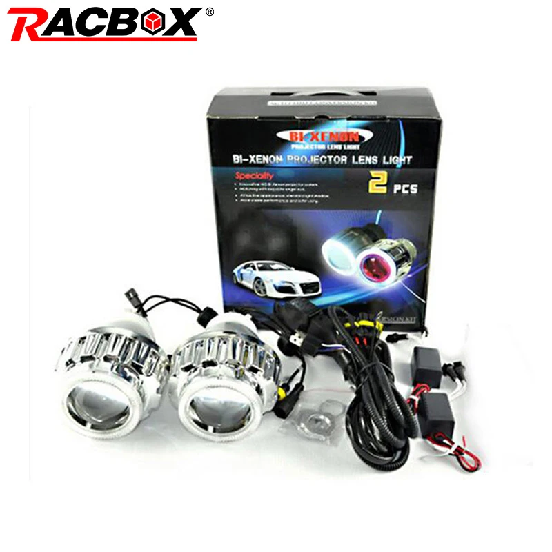 RACBOX 35 Вт 2 8 дюйма HID линзы проектора Bi Xenon светильник LHD H1 H4 H7 6000K Белый CCFL ангельские