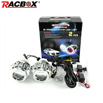 

RACBOX 35W 2.8inch HID Bi Xenon Projector Lens Light LHD H1 H4 H7 6000K White CCFL Angel Eyes 6000K Xenon Bulb For Car Headlight