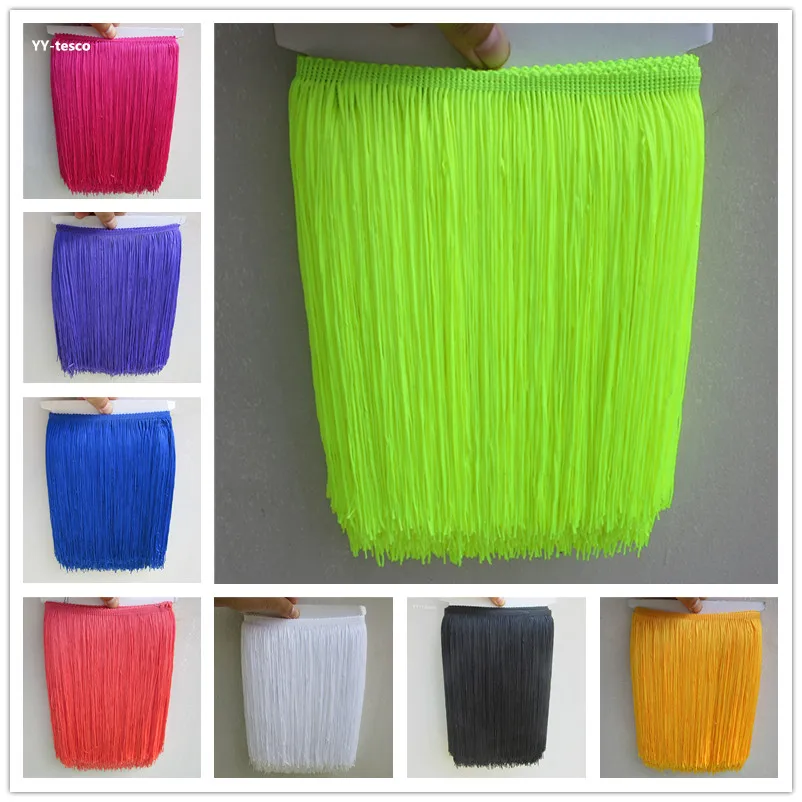 

New 5 Yard 25CM Long Fringe Trim Polyester Tassel Lace Fringe Trimming For Diy Latin Dress Stage Clothes Accessories Lace Ribbon