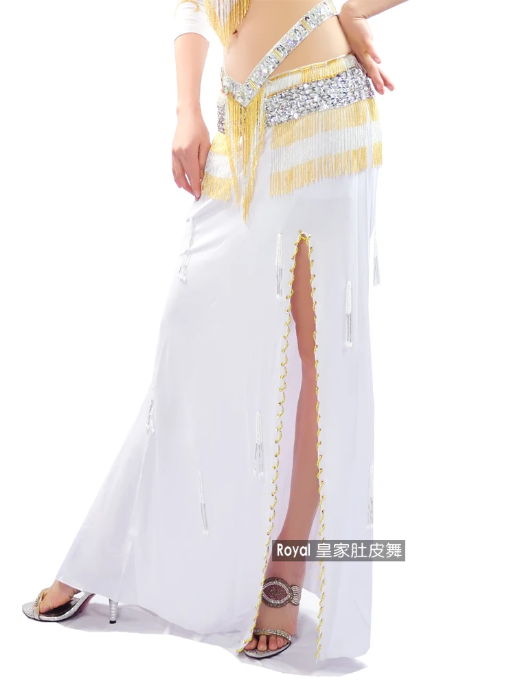 Женская юбка для танца живота расшитая юбка женская юбка для танца живота для выступлений практичные танцевальные костюмы 12 цветов B-6850 - Цвет: Белый