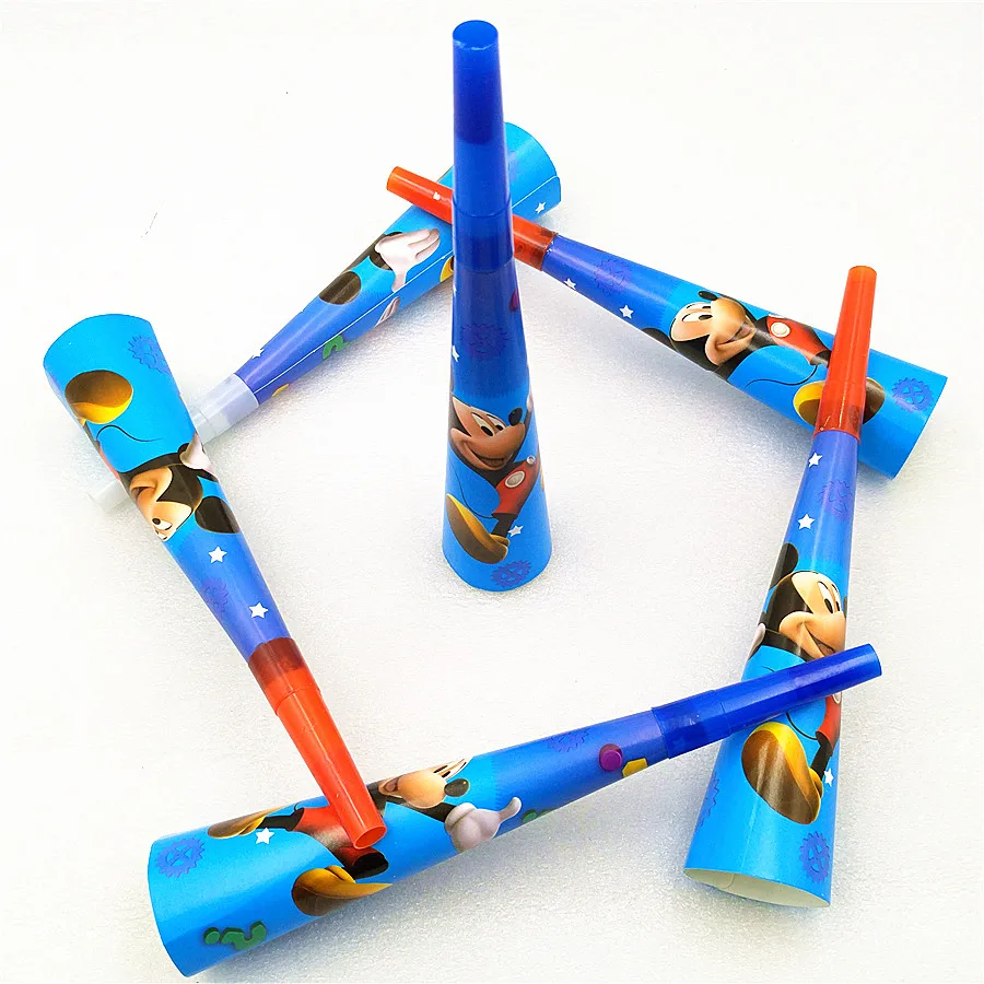 

6Pcs/lot Mickey Mouse Noise Maker Cartoon Baby Shower Party Decoration Theme Horn & Paper Trumpet Kid's Birthday Party Supplies